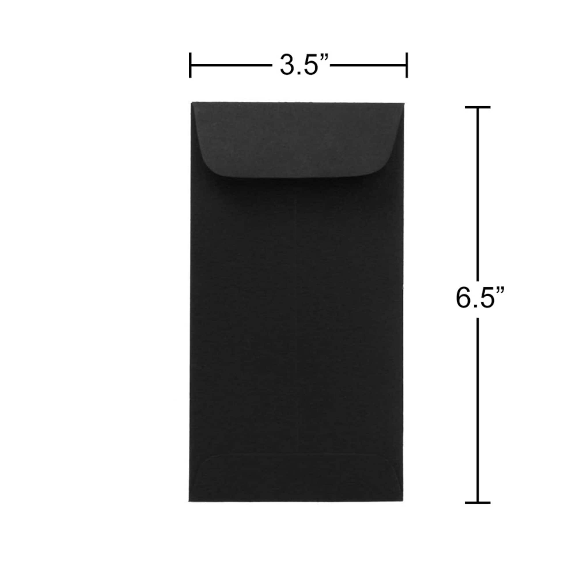 JAM Paper 3.5" x 6.5" Smooth Black Coin Business Envelopes, 50ct.